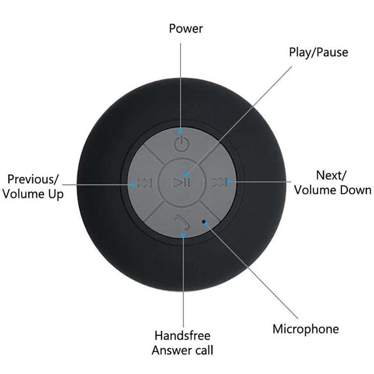 Caixinha de Som Bluetooth à Prova d'Água com Ventosa